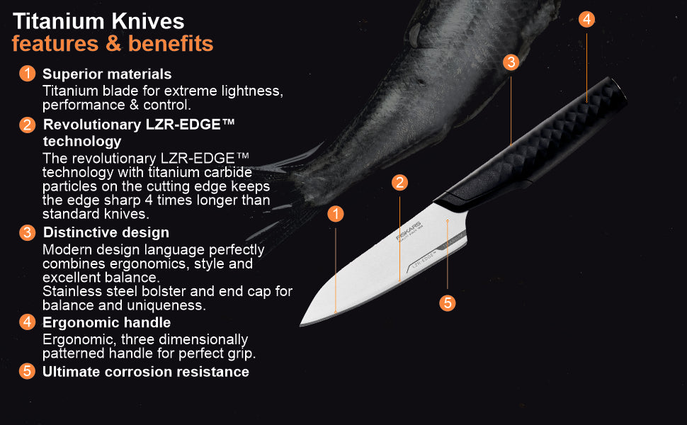 Fiskars Handle: Plastic; Blade: Titanium Titanium Paring Knife | 1027297
