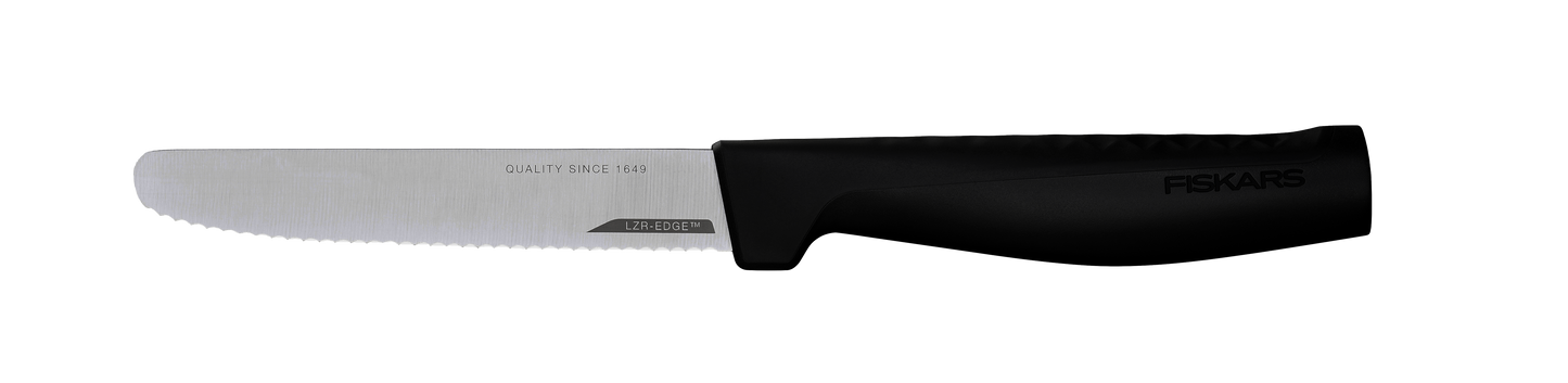 Fiskars Handle: Plastic with Softgrip; Blade: Japanese Stainless Steel Hard Edge Tomato Knife | 1054947