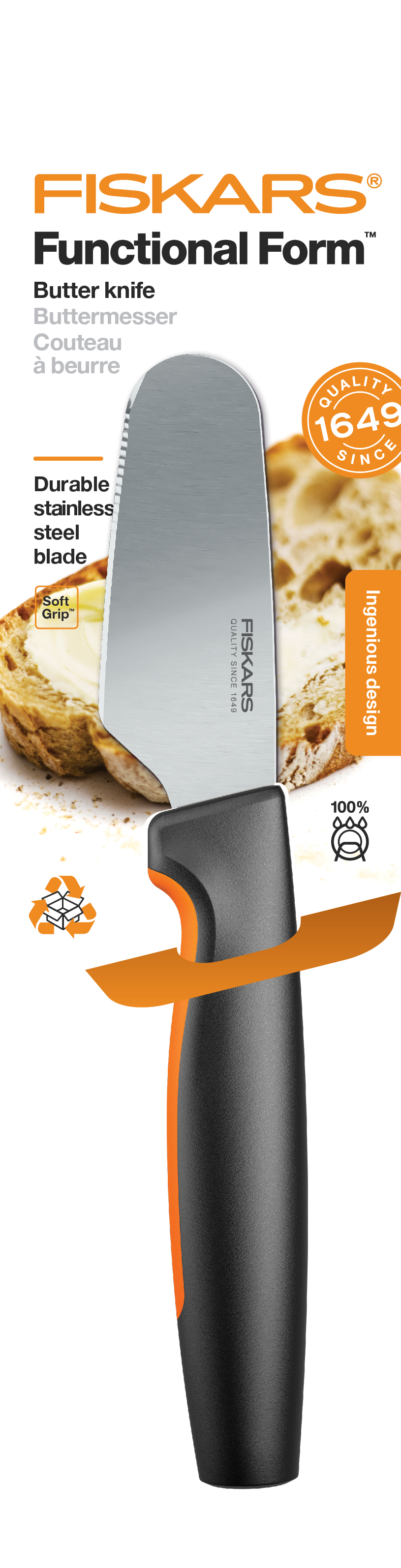 Fiskars Handle: Plastic With Softgrip; Blade: Japanese Stainless Steel Ff Butter Knife | 1057546