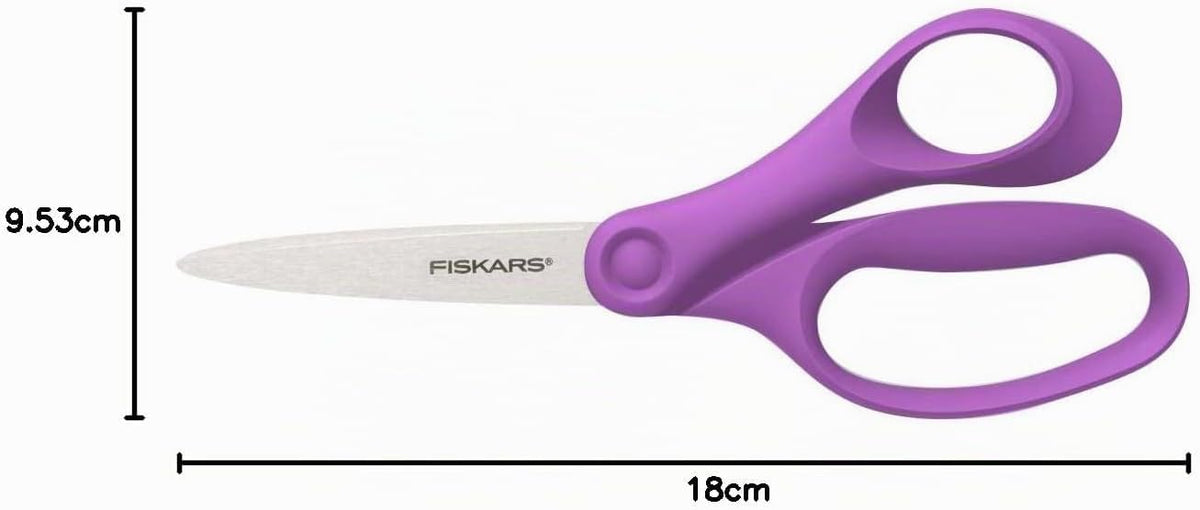 Fiskars School Scissors 18 cm | Purple | Stainless Steel | Made in Finland