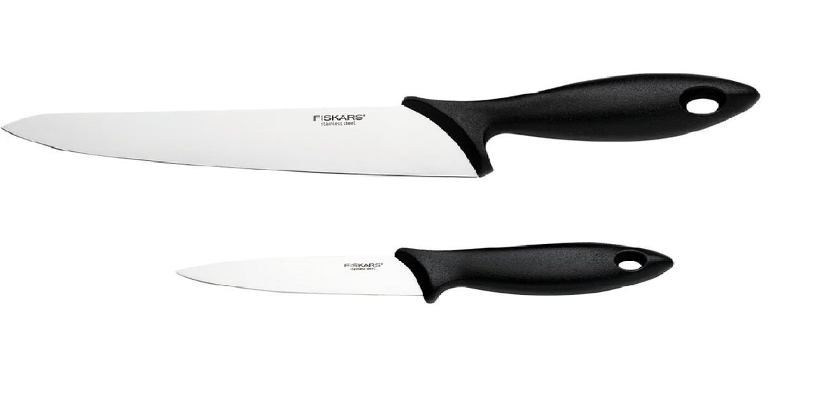 Fiskars Essential Knife Set, 21 and 11 cm, Japanese Stainless Steel Blades