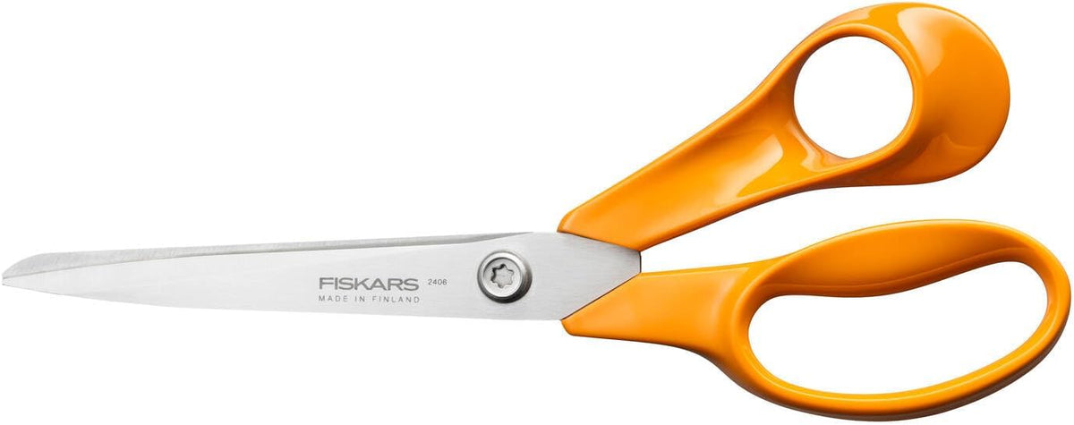Fiskars Classic Universal Craft and Fabric Scissors, Right-Handed, Total Length: 21 cm, Improved Torx Screw and Ergonomic Handle, Quality Steel/Plastic, Orange, 1075032