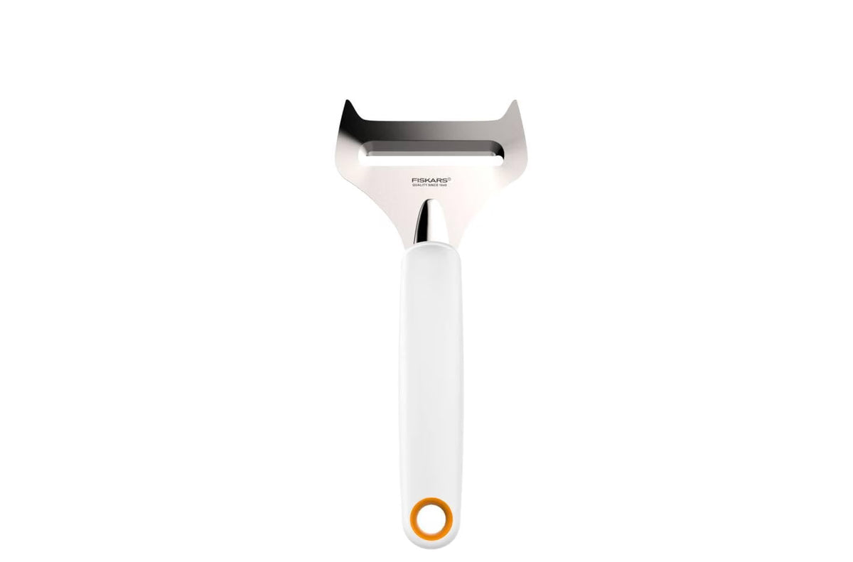 Fiskars Cheese Slicer for Soft Cheese, Stainless Steel/Synthetic Material, Cutting Width: 6 cm, Functional Form, White, 1016128