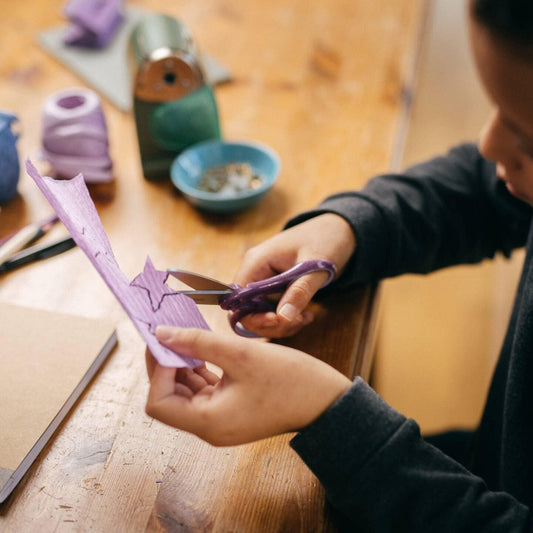 Fiskars School Scissors 18 cm | Glitter Purple | Stainless Steel | Made in Finland