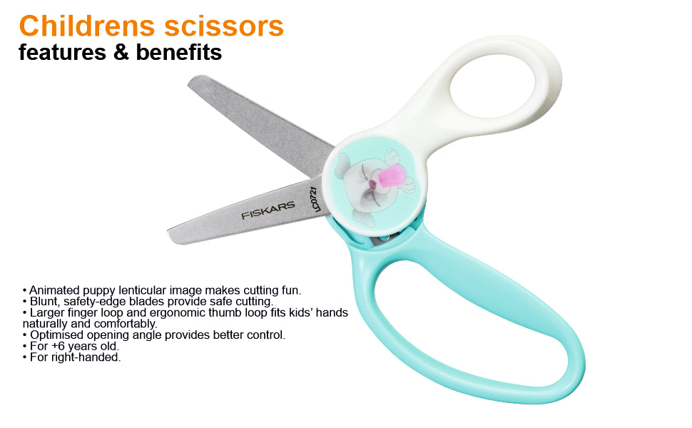 FISKARS Kids Scissors, Stainless steel, Morph kids scissors, Puppy, 13cm