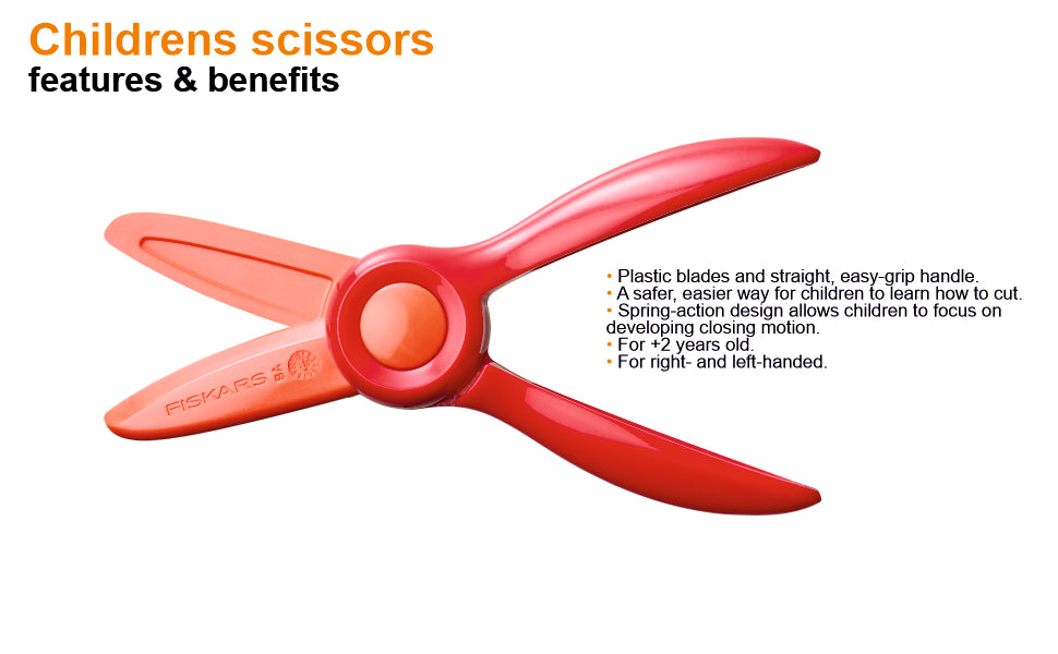 Fiskras Kids Scissors, Plastic starters scissors, Red