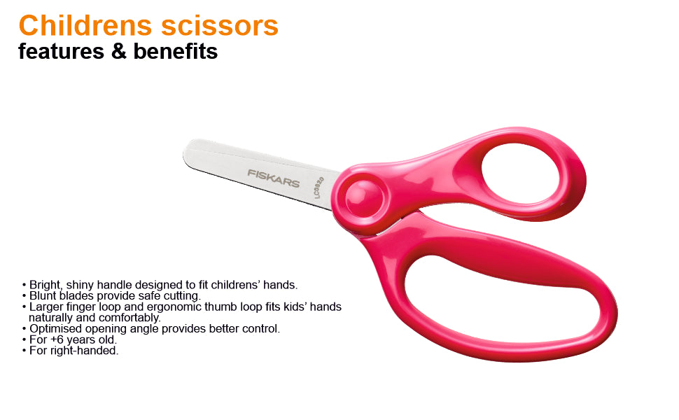 FISKARS Kids Scissors, Stainless steel, Pink, 13cm
