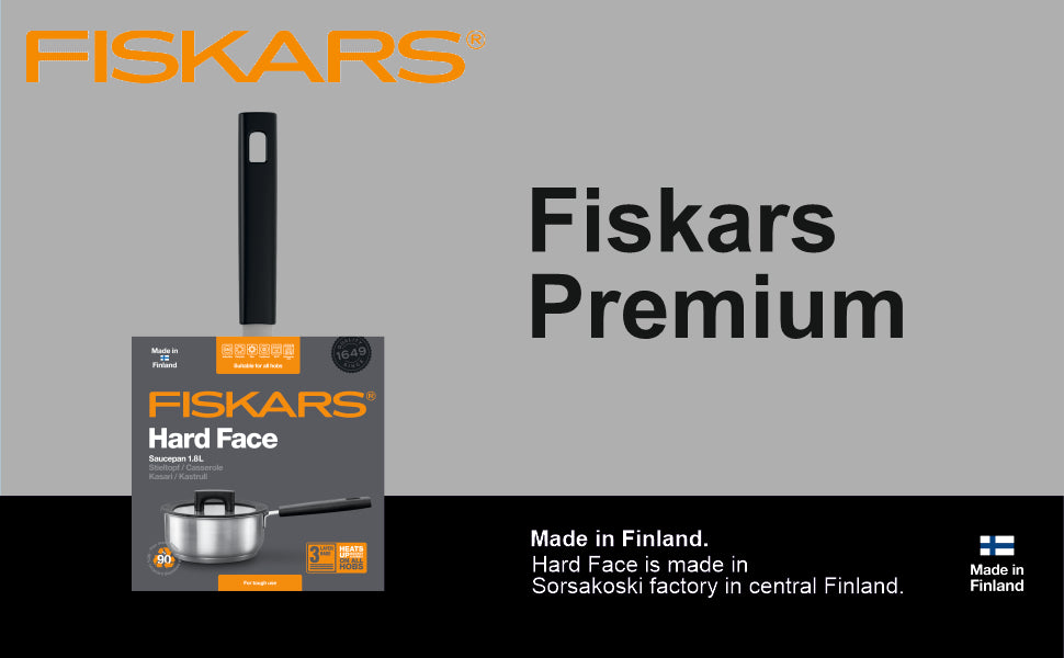 FISKARS Stainless Steel Hf Steel Sauce Pan 1,8L/18Cm W/Lid | 1052239