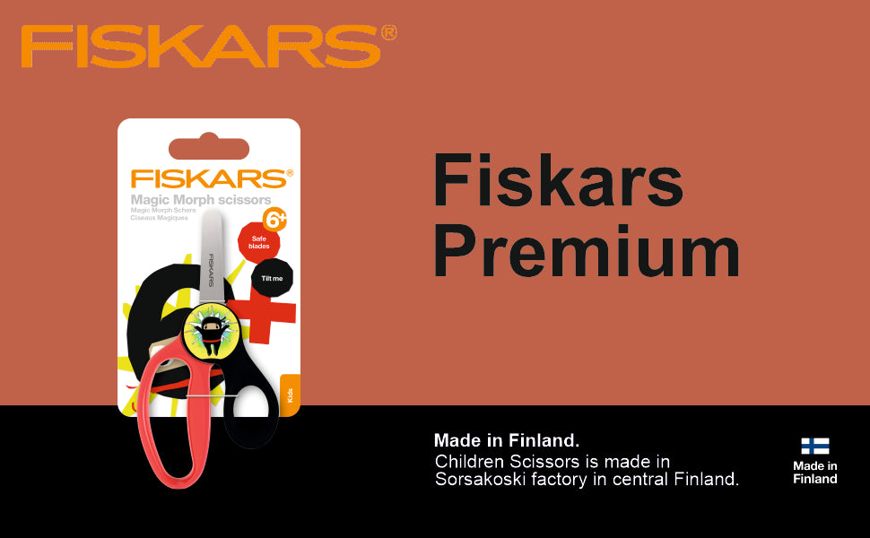 FISKARS Kids Scissors, Stainless steel, Morph kids scissors, Ninja, 13cm