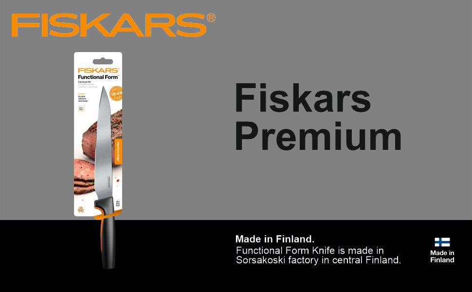 Fiskars FF Knife, FF Carving Knife, Japenese Stainless Steel, Made with Plastic Softgrip Handle, 24cm