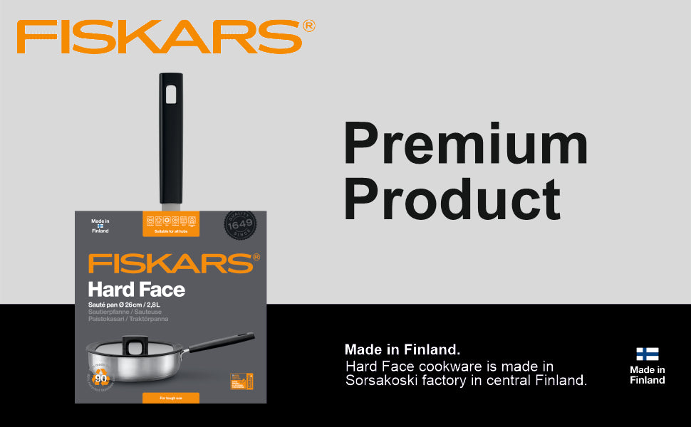 Fiskars Stainless Steel Hf Steel Saut Pan 26Cm/3,2L W/Lid | 1052248
