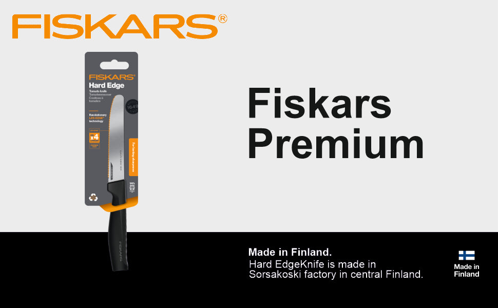 Fiskars Handle: Plastic with Softgrip; Blade: Japanese Stainless Steel Hard Edge Tomato Knife | 1054947