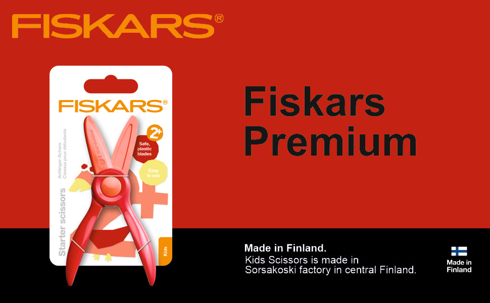 Fiskras Kids Scissors, Plastic starters scissors, Red