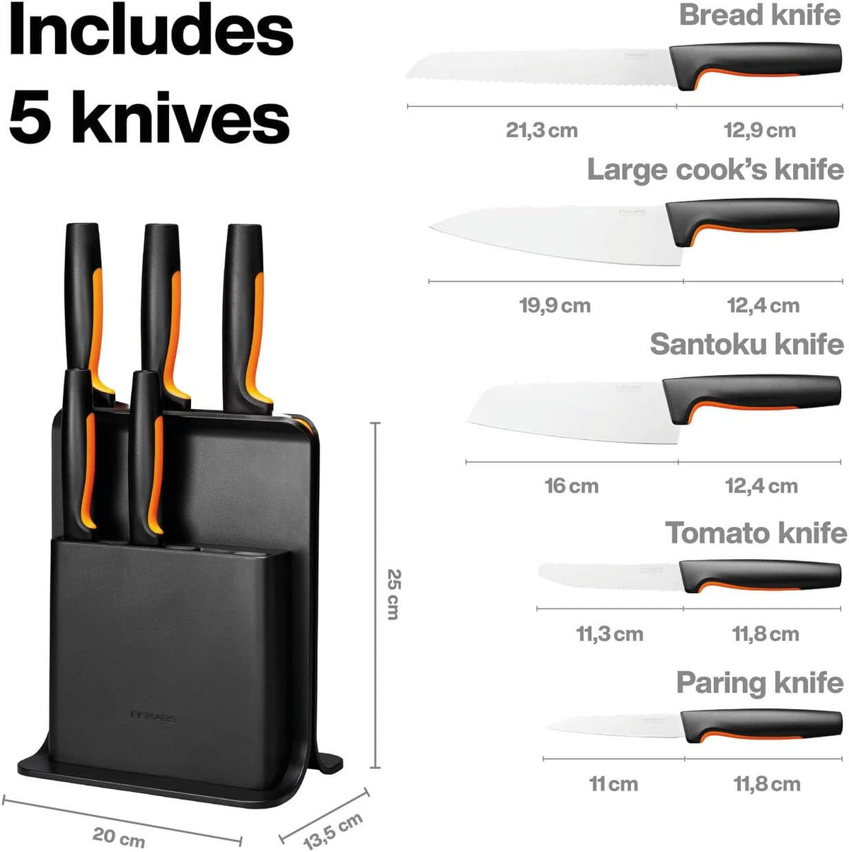 1057554 Fiskars FF Knife block plastic 5 knives