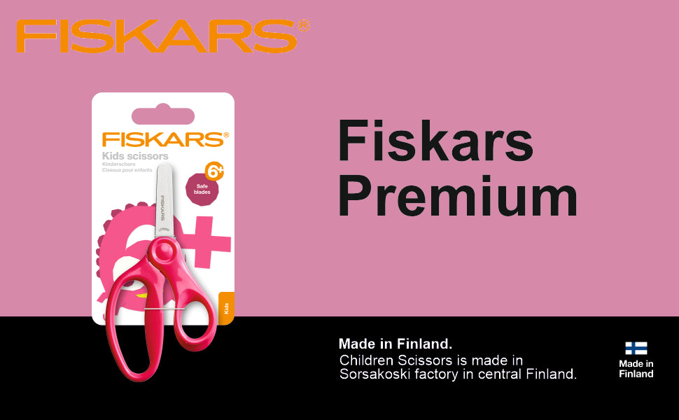 FISKARS Kids Scissors, Stainless steel, Pink, 13cm