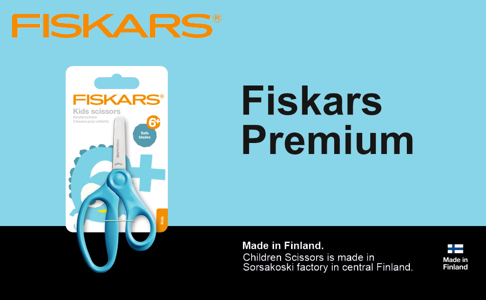 FISKARS Kids Scissors, Stainless steel, Turquoise, 13cm