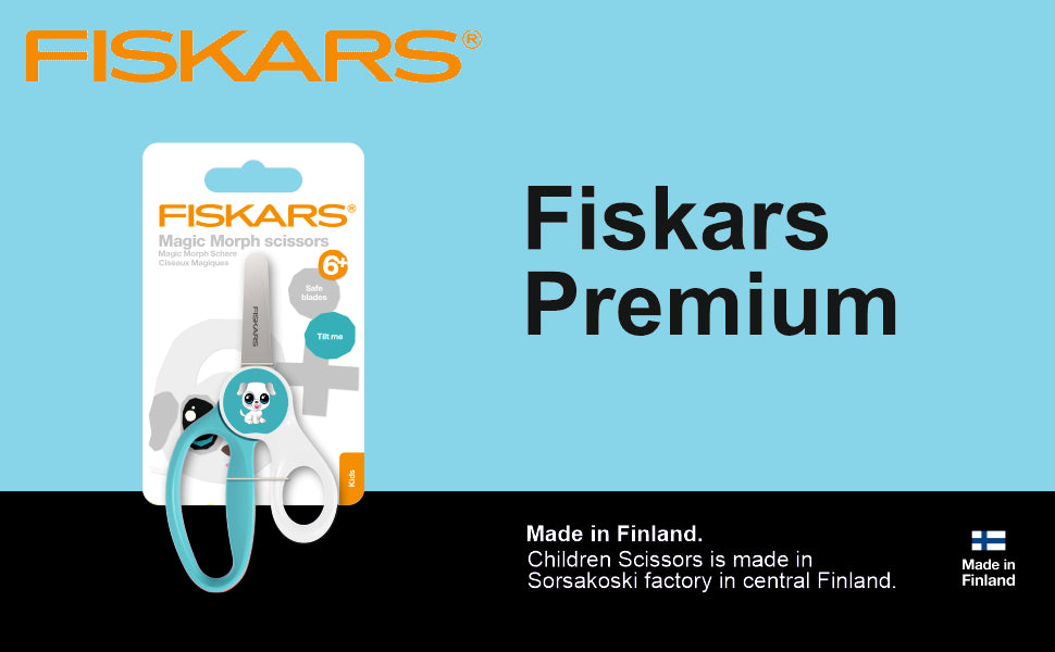 FISKARS Kids Scissors, Stainless steel, Morph kids scissors, Puppy, 13cm