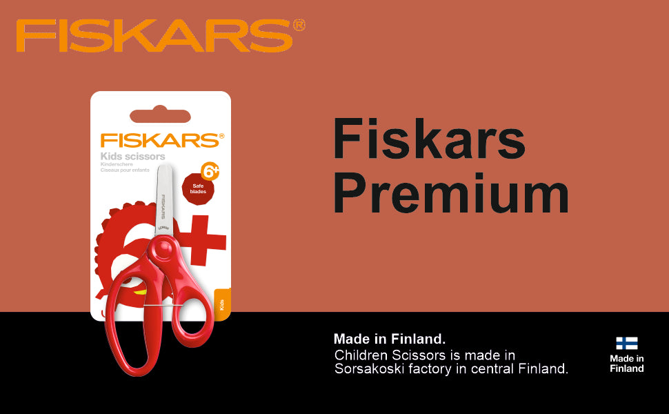 FISKARS Kids Scissors, Stainless steel, Red, 13cm