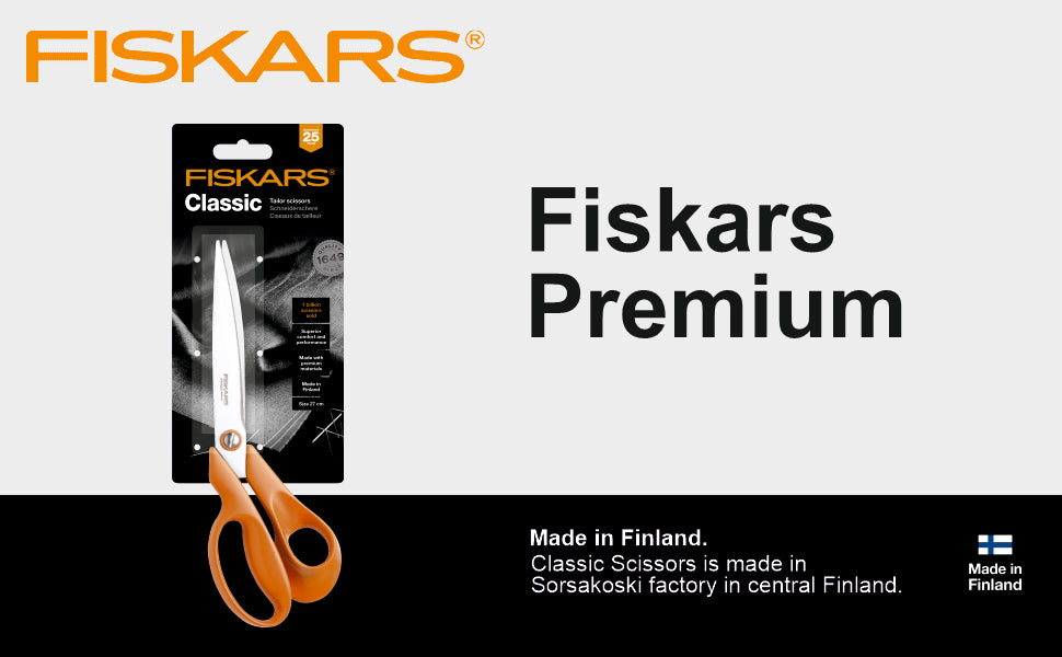 FISKARS Classic Scissors, Classic Tailor Scissors, Swedish Sandvik steel, 27cm