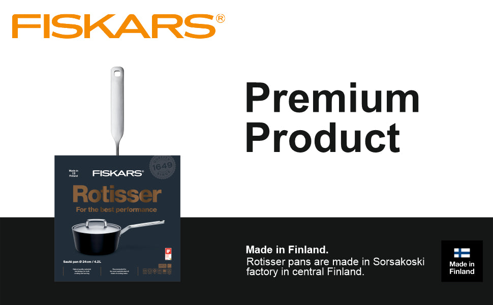 Fiskars Aluminium, Stainless Steel Lid Rotisser Saut Pan 24Cm W/Lid | 1023751