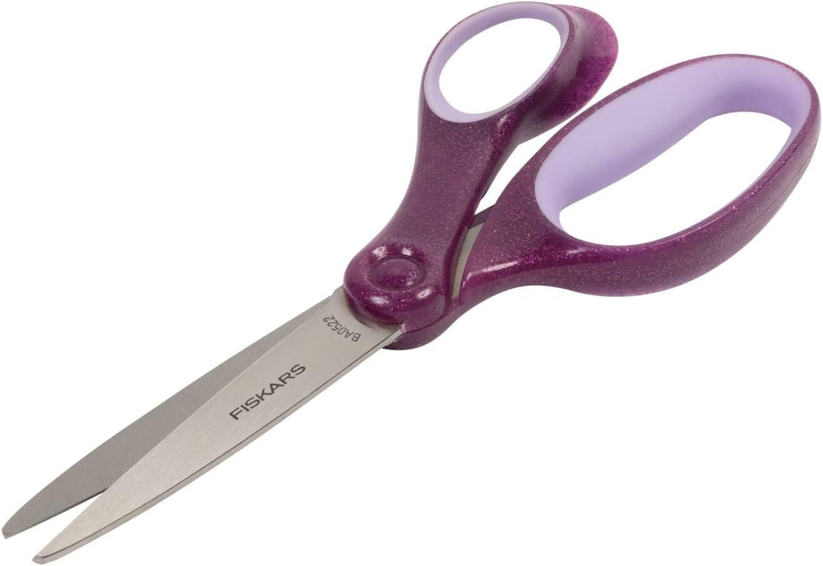 Fiskars School Scissors 18 cm | Glitter Purple | Stainless Steel | Made in Finland