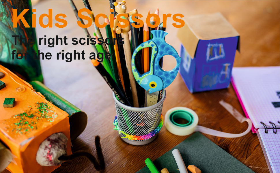 FISKARS Kids Scissors, Stainless Steel, Multicoloured Animal Scissors, Bee, 13cm