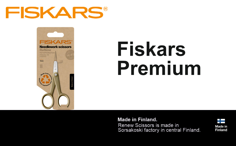 FISKARS Renew scissors, Renew Needlework scissors, Stainless steel, 13cm