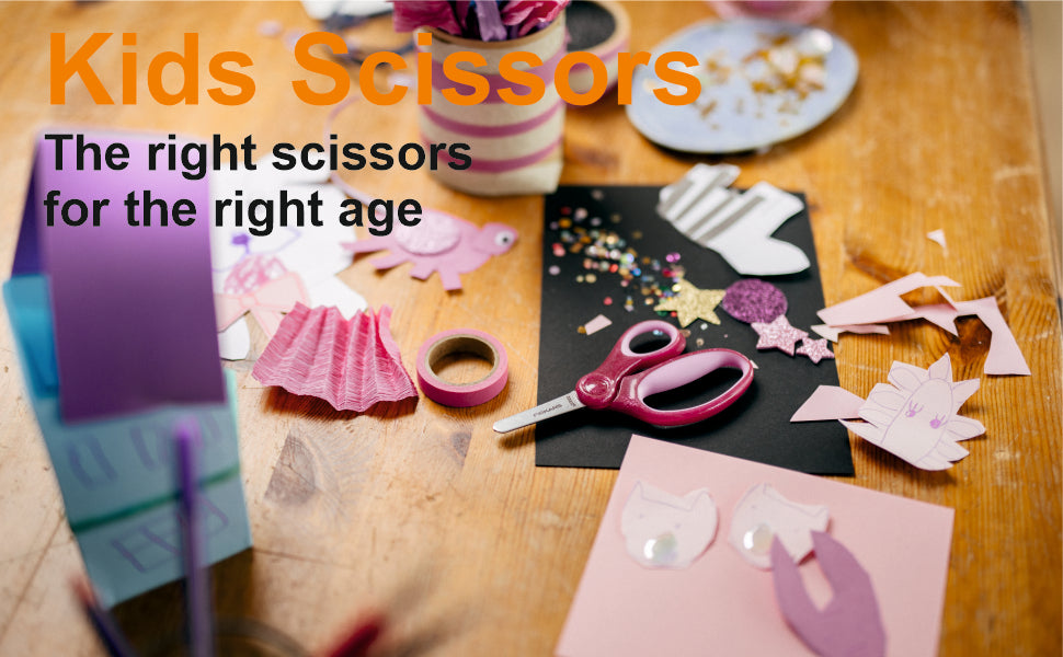 FISKARS Kids Scissors, Stainless steel, Glitter scissors, Pink, 13cm
