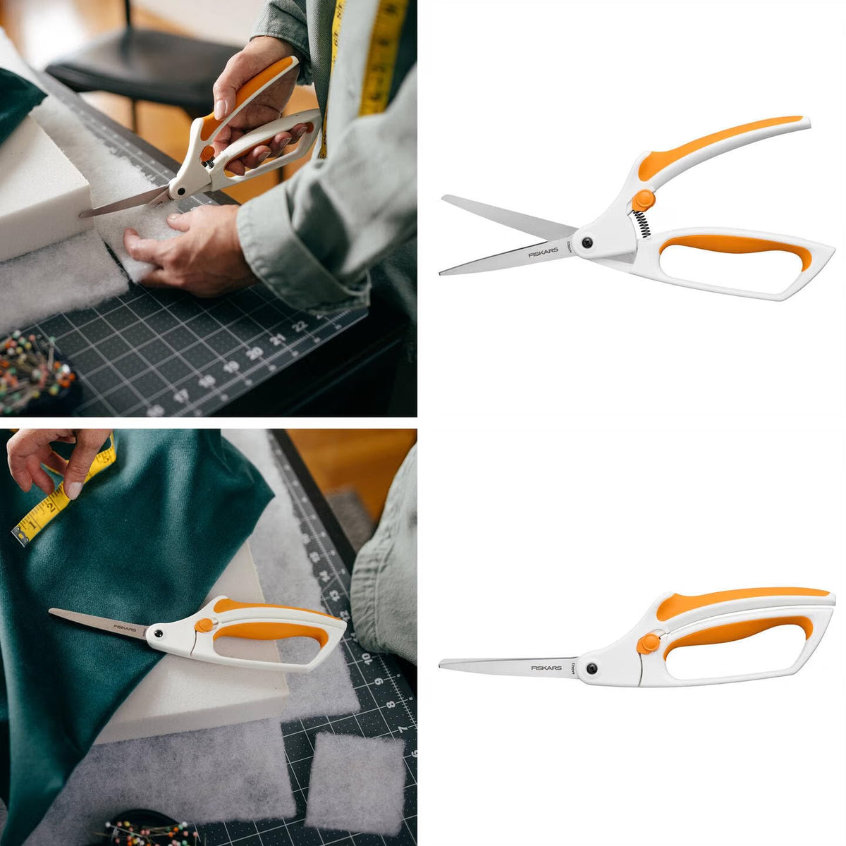 Fiskars EasyAction Sewing Scissors, Stainless Steel, Bent Handle