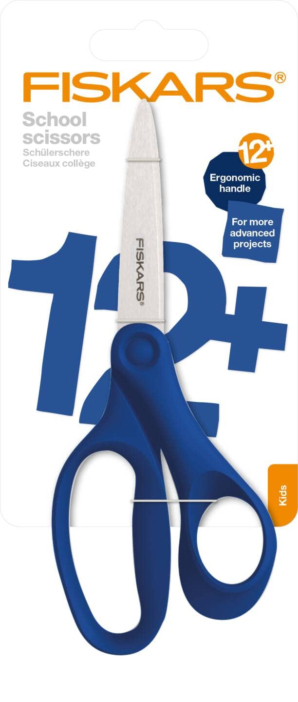 Fiskars School Scissors 18 cm | Blue | Stainless Steel | Made in Finland