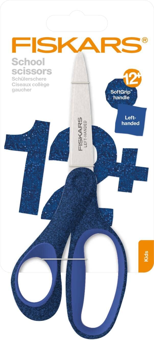 Fiskars School Scissors, Glitter Blue, Stainless Steel, 18 cm