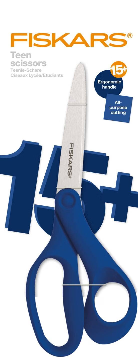 Fiskars Teen Scissors, Blue, Stainless Steel, 20 cm