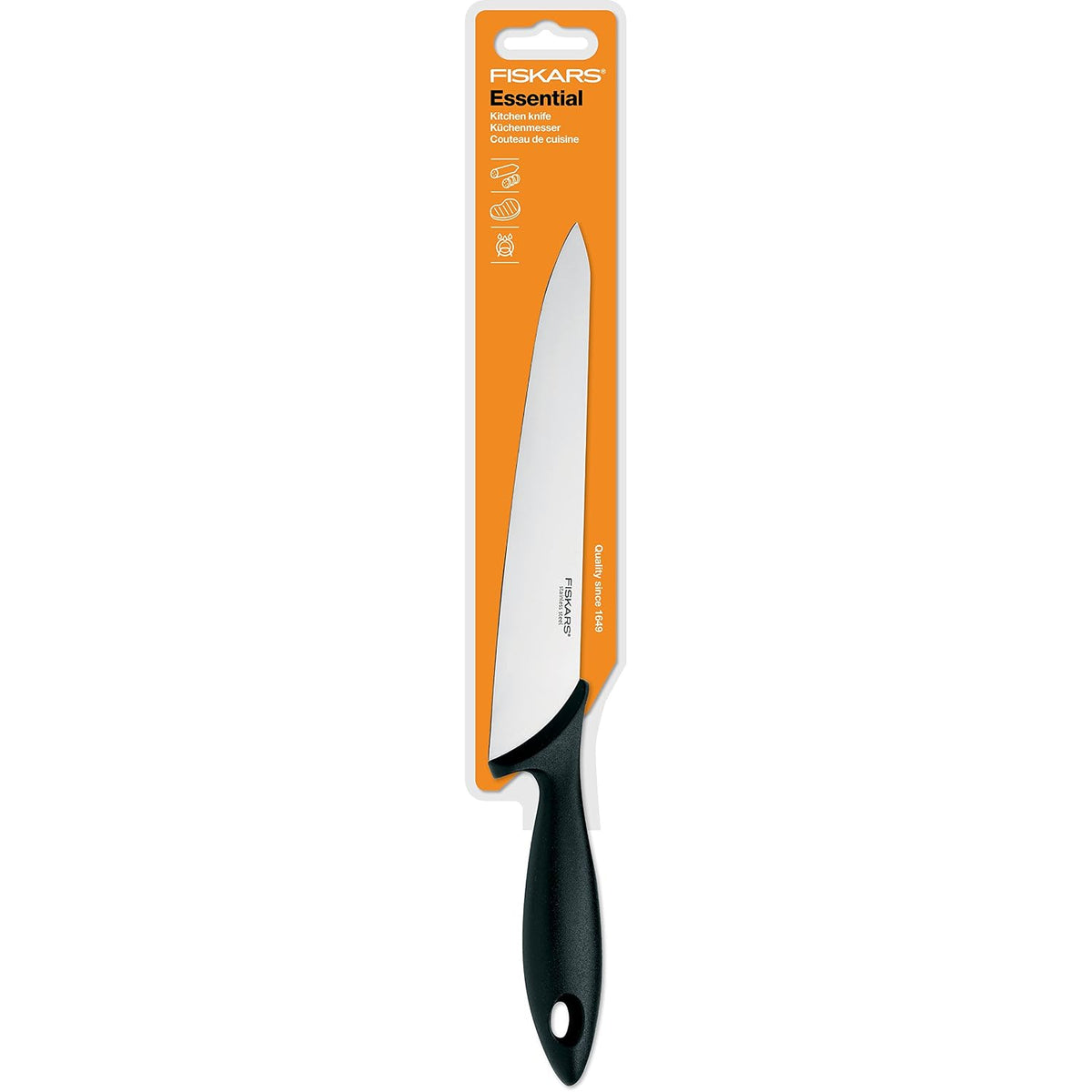 Fiskars Essential Chef Knife 21 cm | Japanese Steel | Soft Grip | Designed in Finland