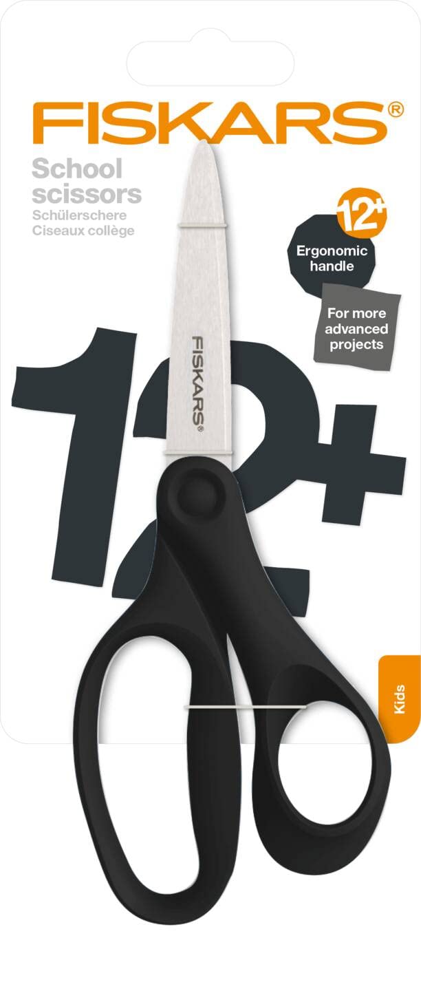 Fiskars School Scissors 18 cm | Black | Stainless Steel | Made in Finland