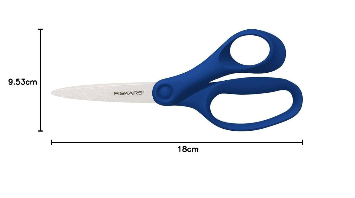 Fiskars School Scissors 18 cm | Blue | Stainless Steel | Made in Finland