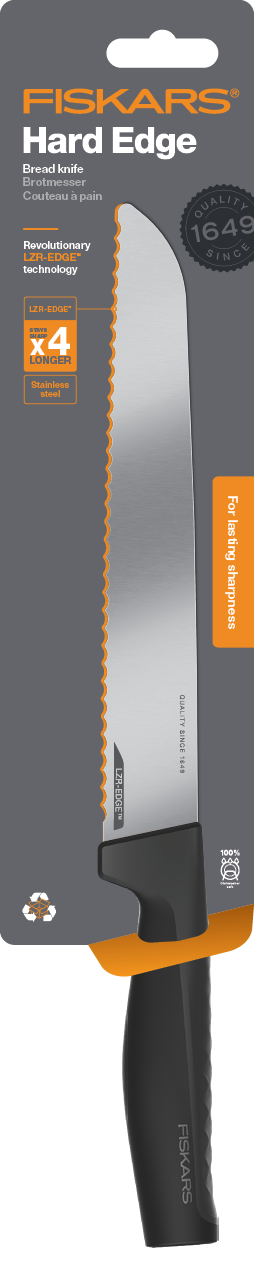 Fiskars Handle: Plastic with Softgrip; Blade: Japanese Stainless Steel Hard Edge Bread Knife | 1054945
