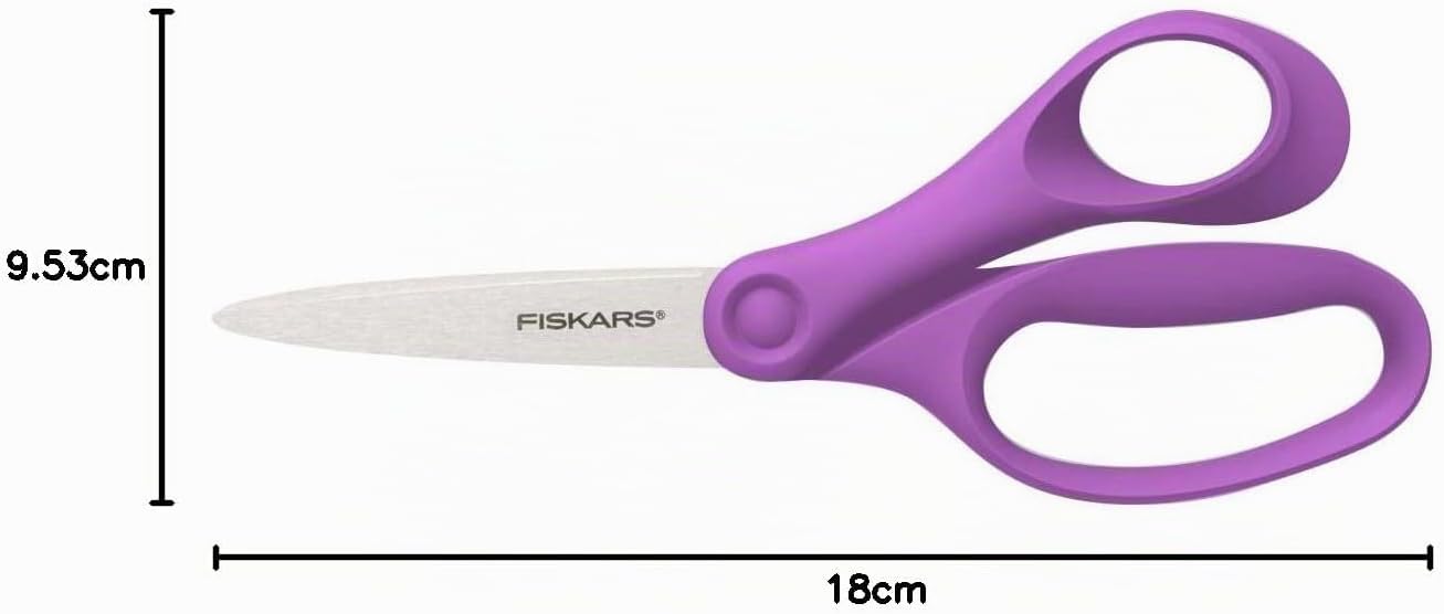 Fiskars School Scissors 18 cm | Purple | Stainless Steel | Made in Finland