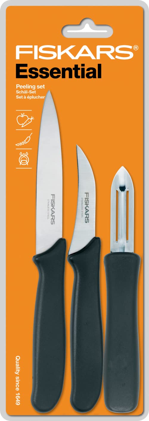 Fiskars Essential Peeling Knife Set of 3 | Japanese Stainless Steel