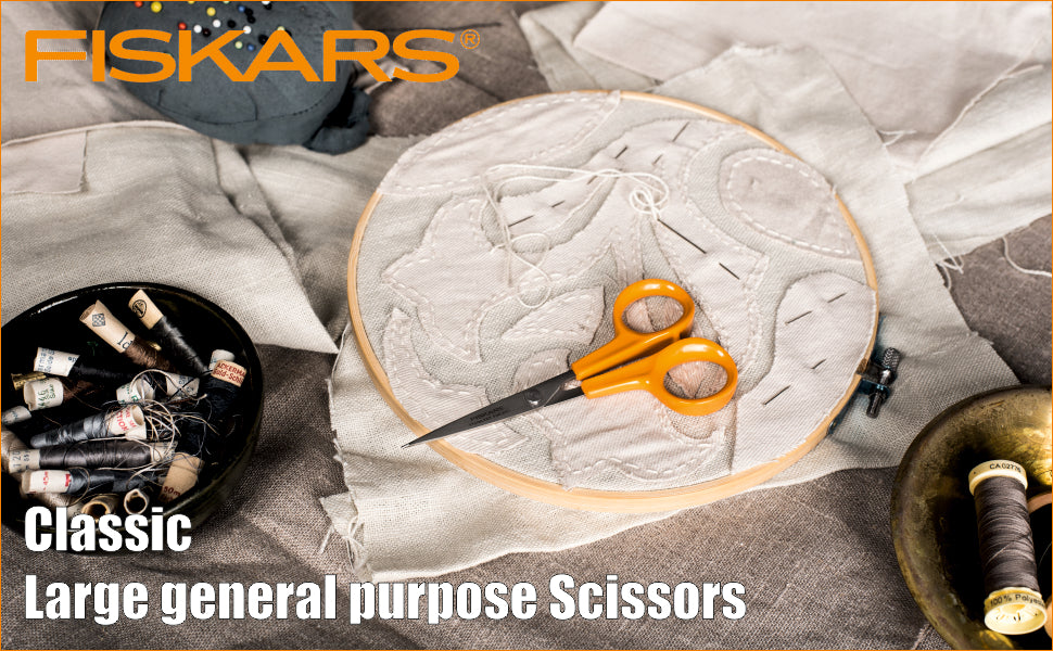 FISKARS Classic Scissors, Classic Needlework Scissors, Swedish Sandvik steel, 13cm