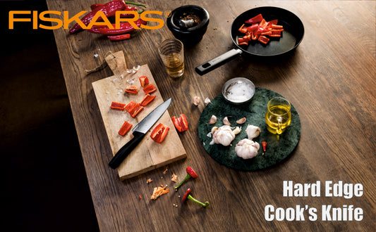 Fiskars Handle: Plastic with Softgrip ; Blade: Japanese Stainless Steel Hard Edge Small Cooks Knife | 1051749
