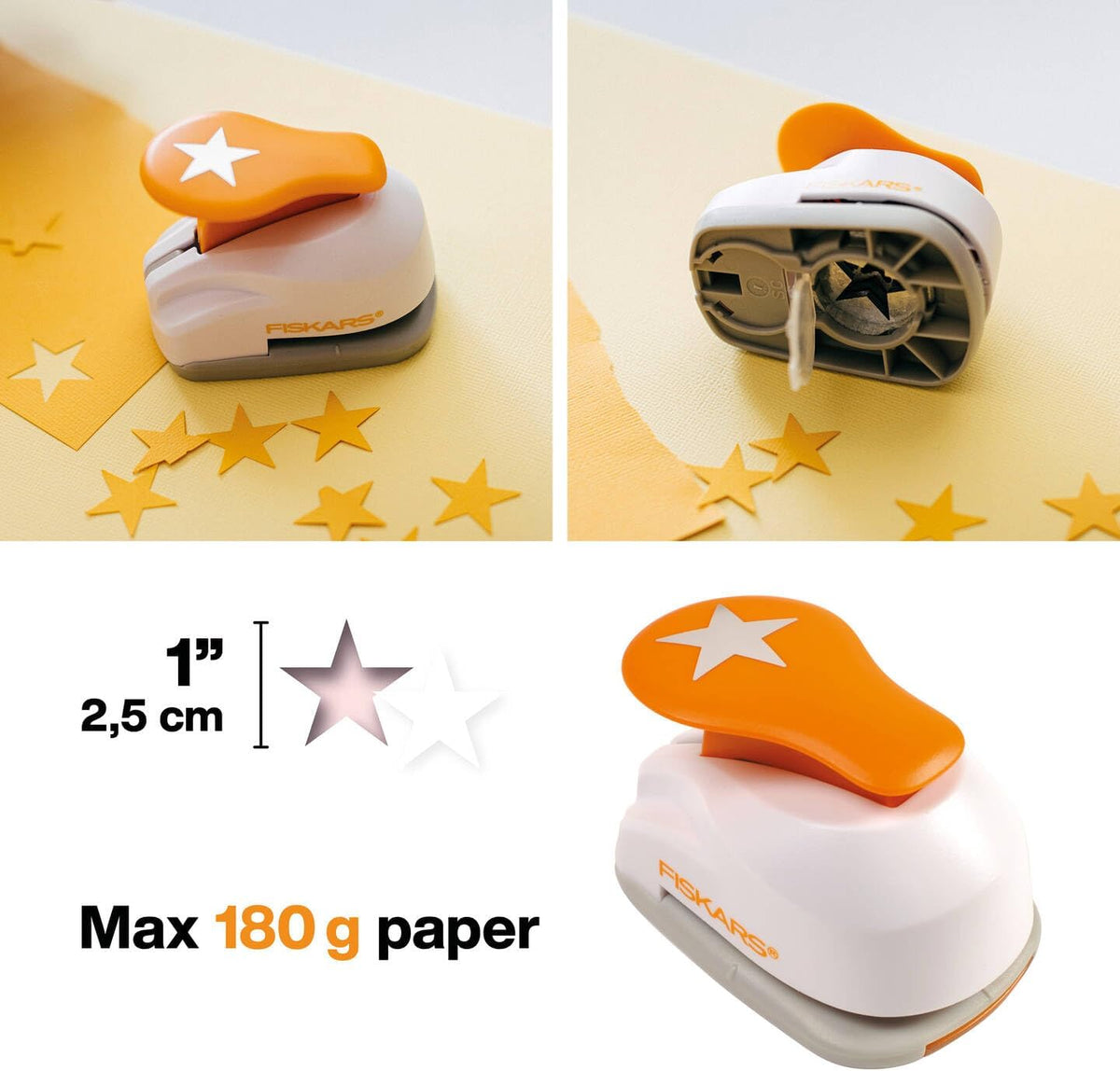 Fiskars 5441 Lever Punch | Medium Star Shape | Craft Paper Punch