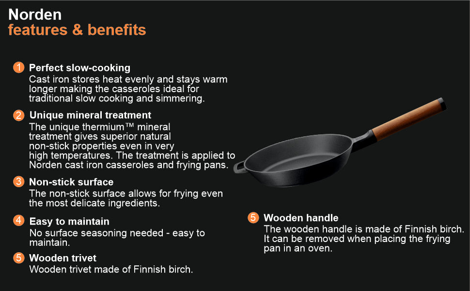 Fiskars Norden Cast Iron Frying Pan 26Cm | 1026569