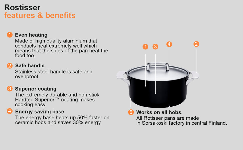 Fiskars Aluminium Casserole with a Stainless Steel Lid, 3.5L