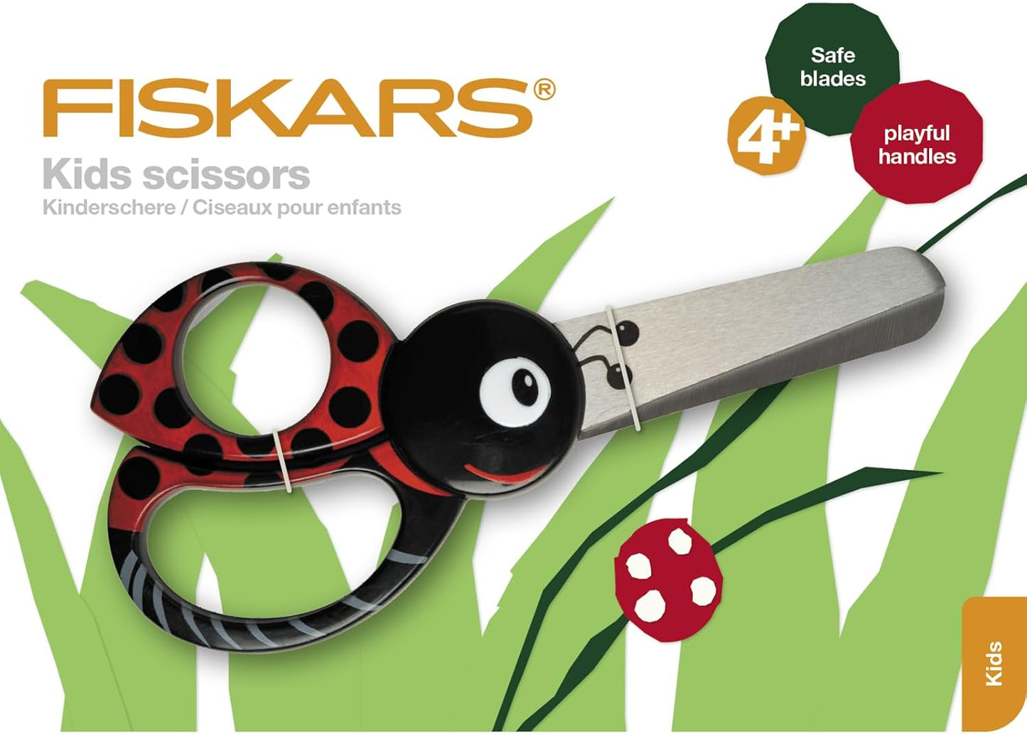 Fiskars Kids Scissors | Ladybird Design | Safety Blunt Tip | Ages 4+ | Ambidextrous