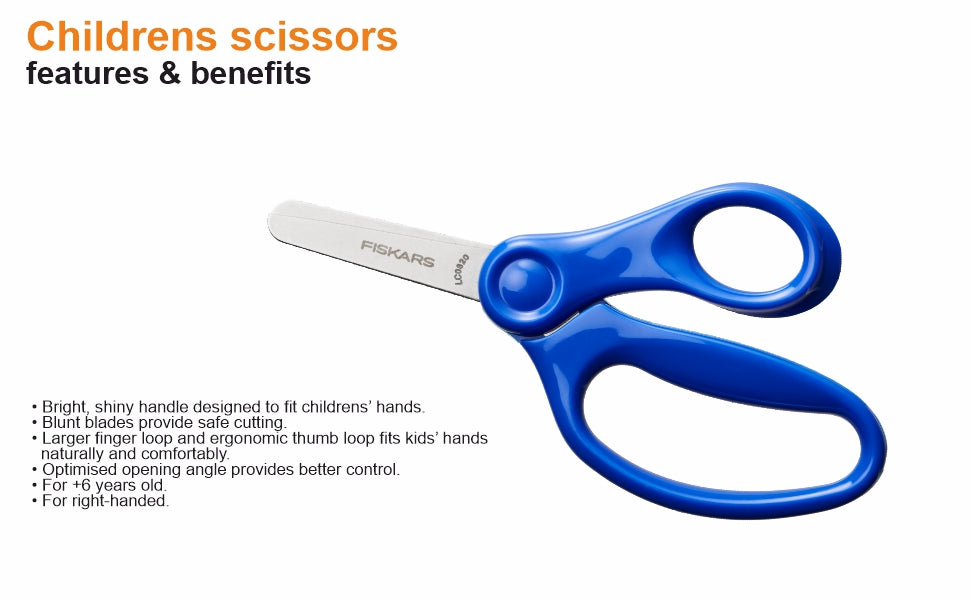 FISKARS Kids Scissors, Stainless steel, Blue, 13cm