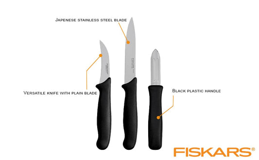 Fiskars Essential Peeling Knife Set of 3 | Japanese Stainless Steel