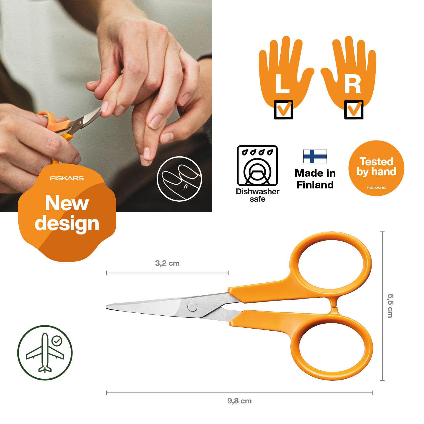 Fiskars Classic Manicure Scissors Curved | Right & Left-Handed | 10 cm