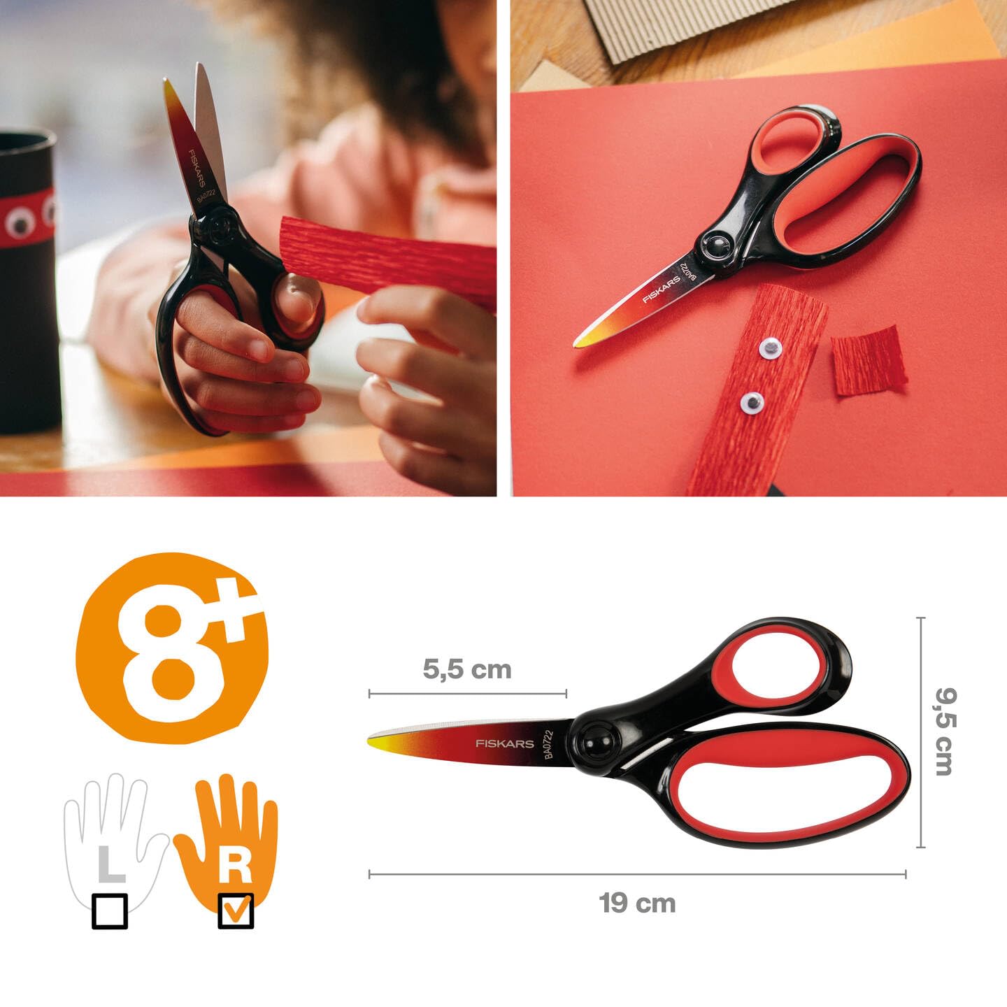 Fiskars Big Kids Scissors 15 cm | Ombre Blue | Stainless Steel