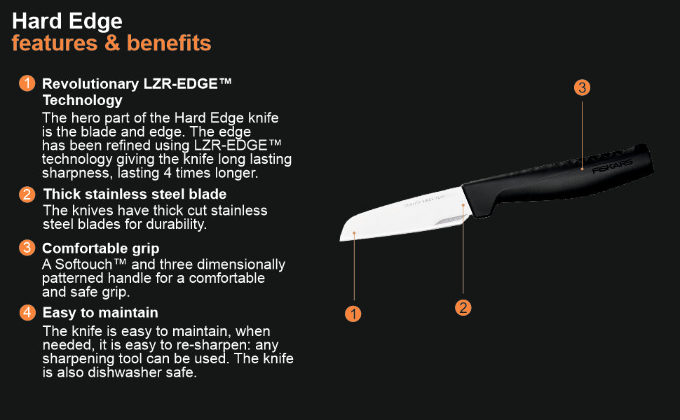 Fiskars Handle: Plastic with Softgrip ; Blade: Japanese Stainless Steel Hard Edge Peeling Knife | 1051777