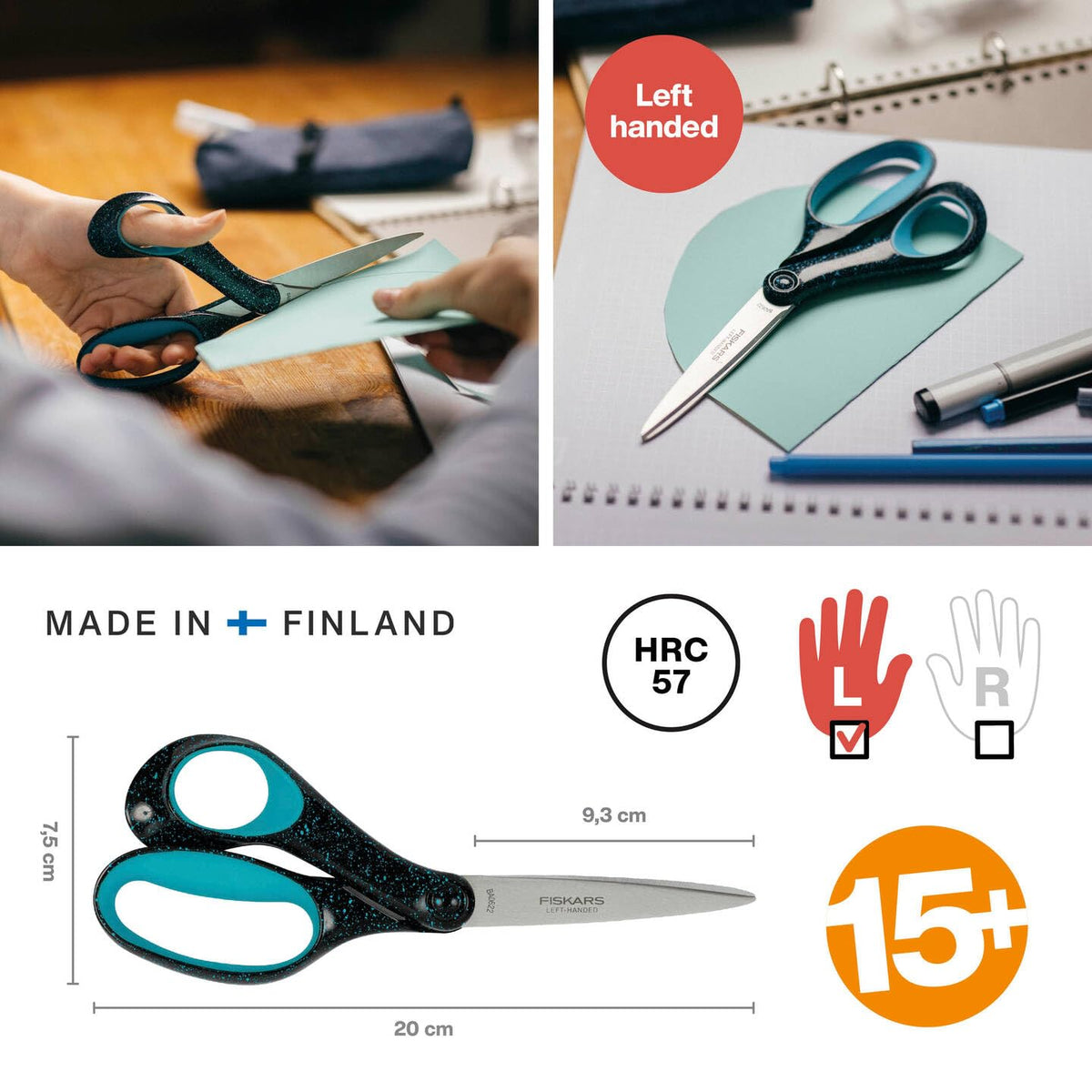 Fiskars Teen Scissors | Speckled Turquoise | Stainless Steel | Made in Finland